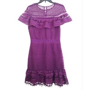 Liquorish Elegant Purple Lace Dress With Ruffle